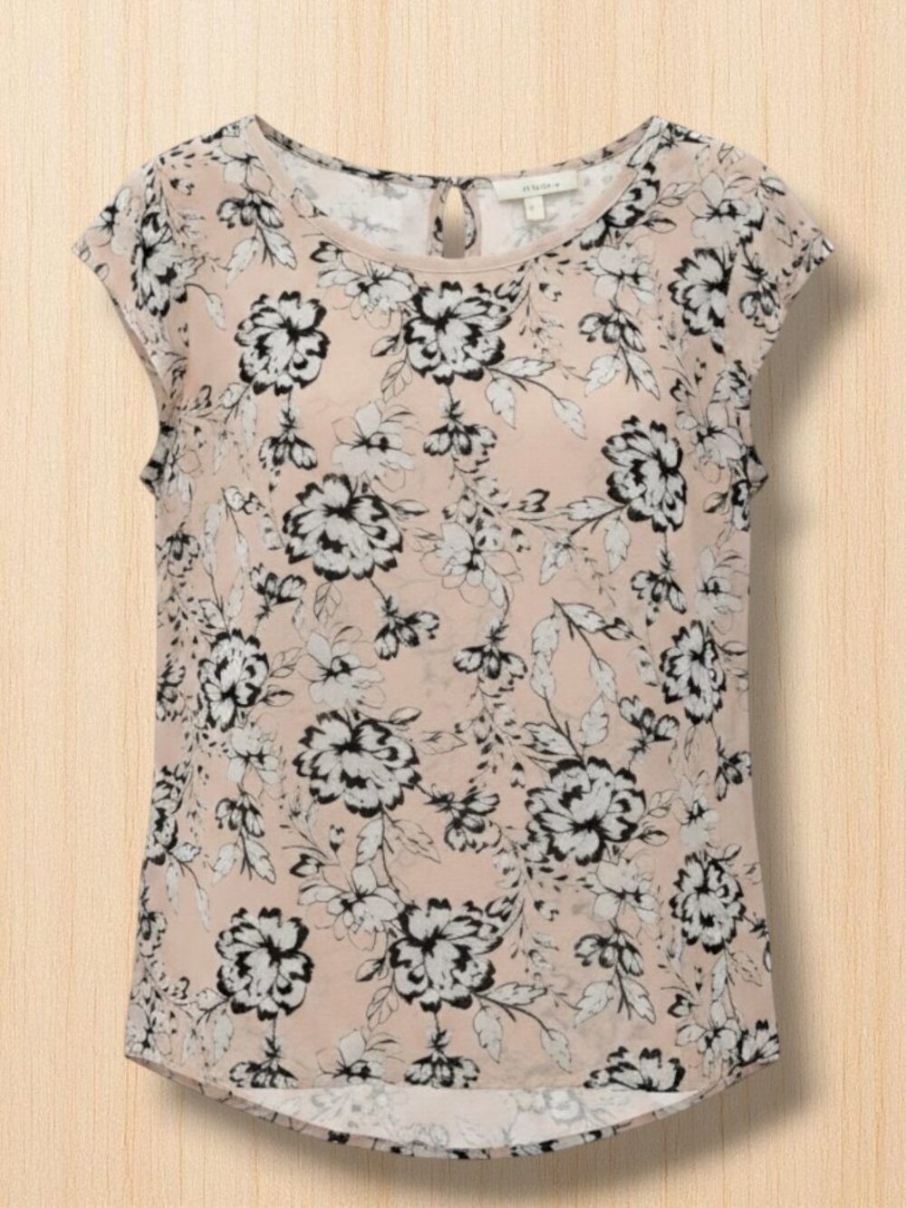 Cynthia Rowley 100% Silk Floral Cap Sleeve Blouse Top Pink Black XS